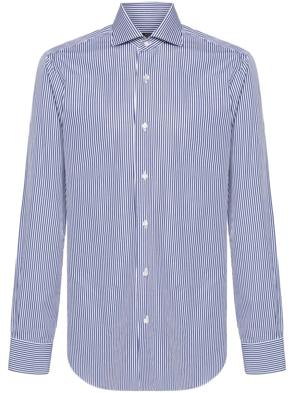 Shop Barba Camicia A Righe In Blu