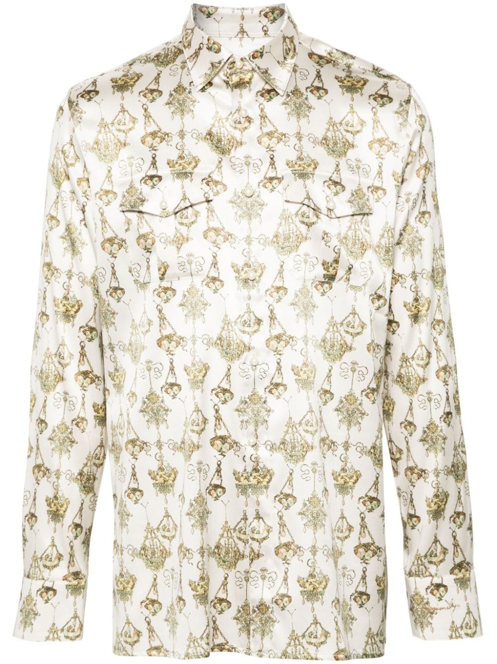 Shop Givenchy Camicia Con Stampa Chandelier In Seta In Bianco