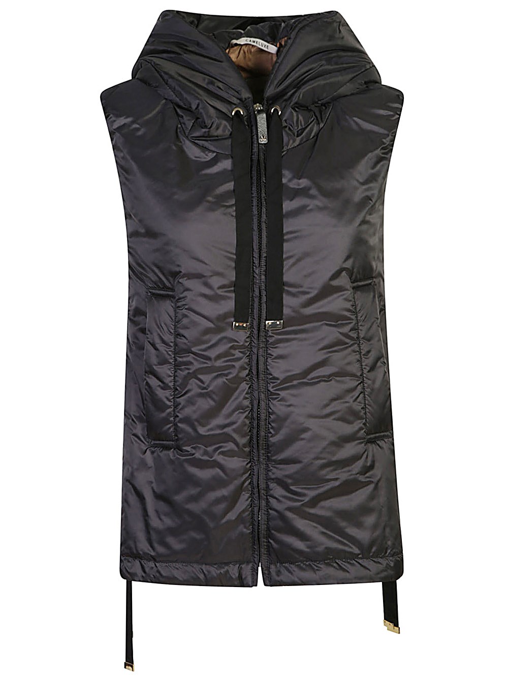 Shop Max Mara The Cube Max Mara Gilet Imbottito Greengo Con Cappuccio In Nero