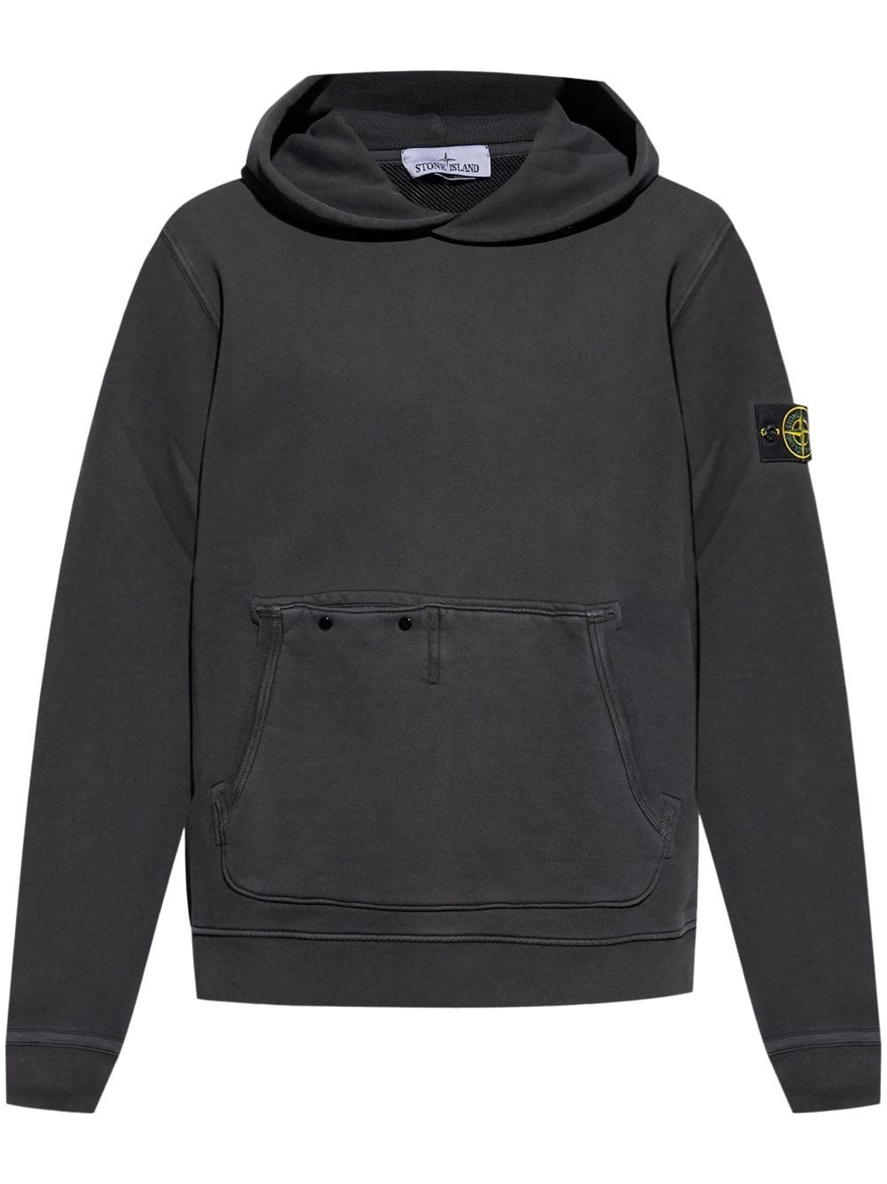 Shop Stone Island Felpa Con Cappuccio Con Stemma Della Bussola In Nero