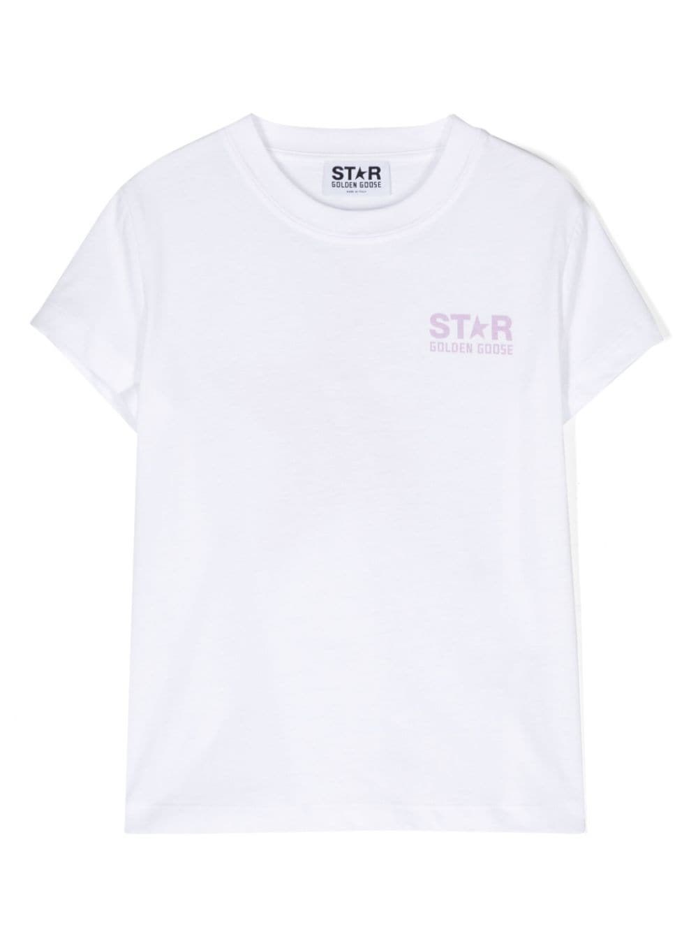 Shop Golden Goose Kids T-shirt Con Stampa In Bianco