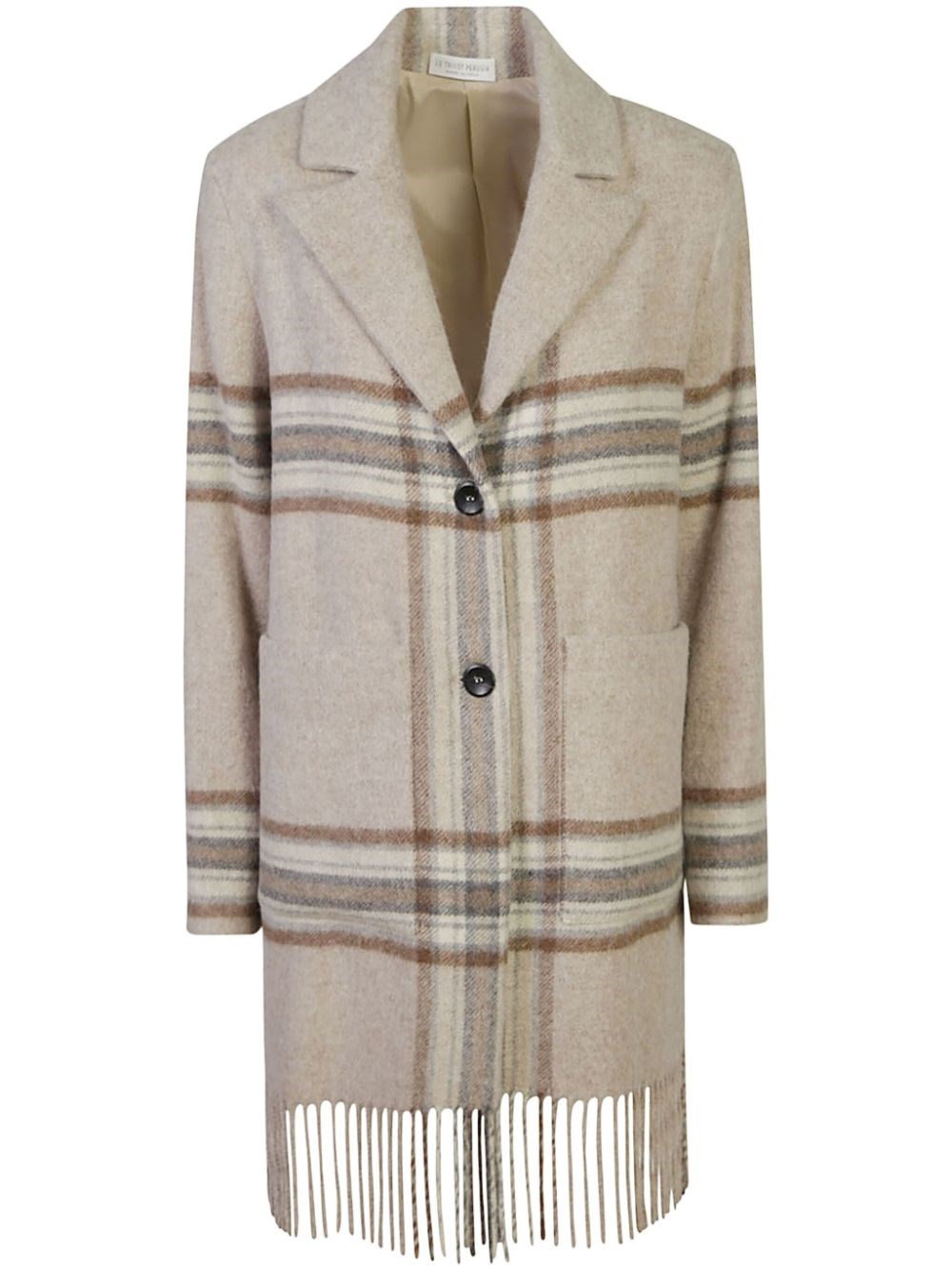 Shop Le Tricot Perugia Cappotto Con Bordi Sfrangiati In Marrone