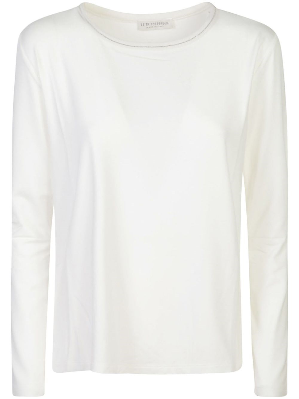 Shop Le Tricot Perugia T-shirt Con Scollo Decorato In Bianco