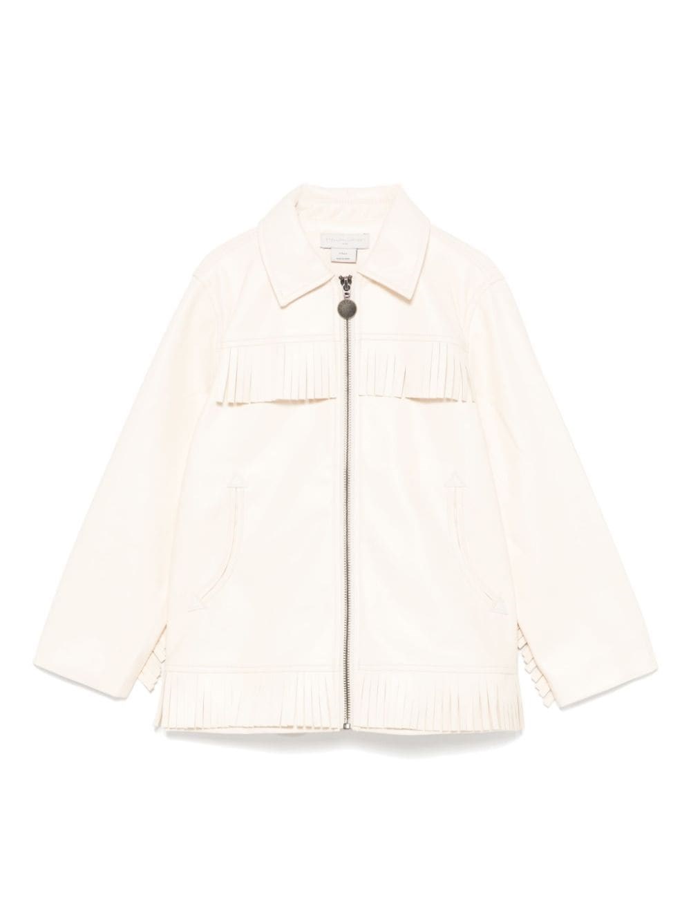 Shop Stella Mccartney Kids Giacca Con Frange In Bianco