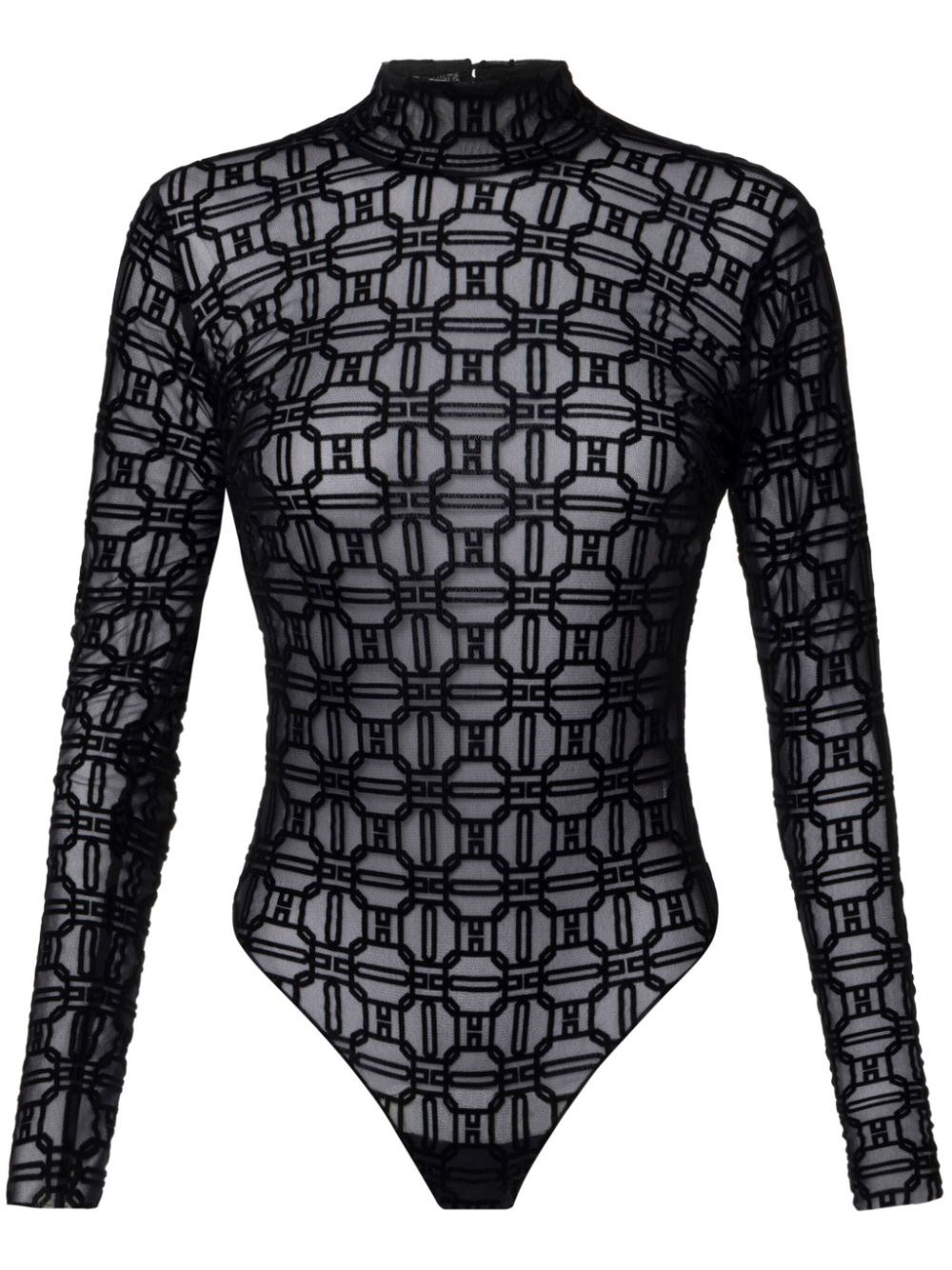 Shop Elisabetta Franchi Body Con Motivo Geometrico In Nero