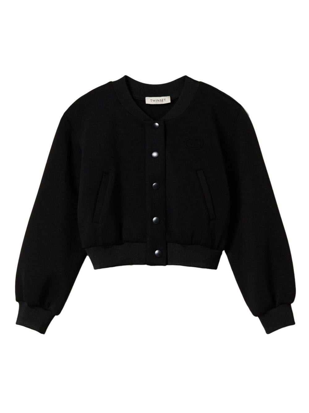 Shop Twinset Kids Bomber In Tessuto Scuba In Nero