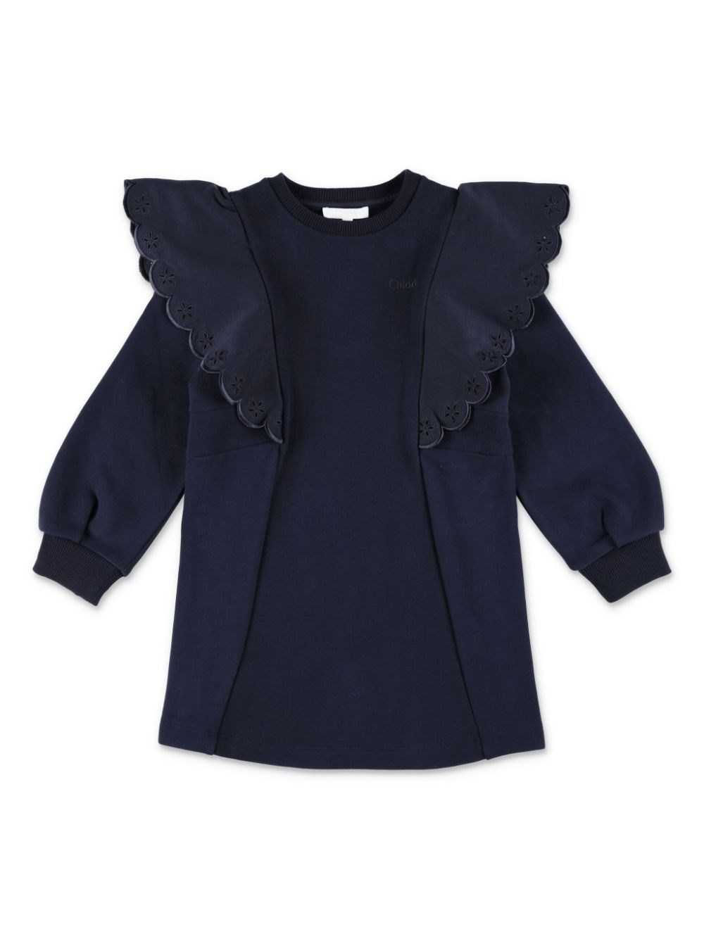 Shop Chloé Kids Abito Modello Felpa Con Ruches In Blu