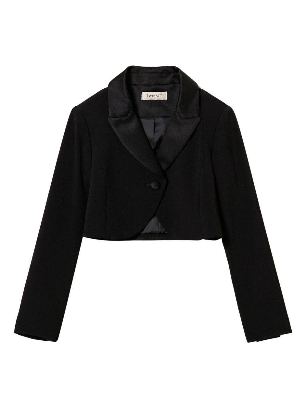 Shop Twinset Kids Blazer Monopetto Crop In Nero