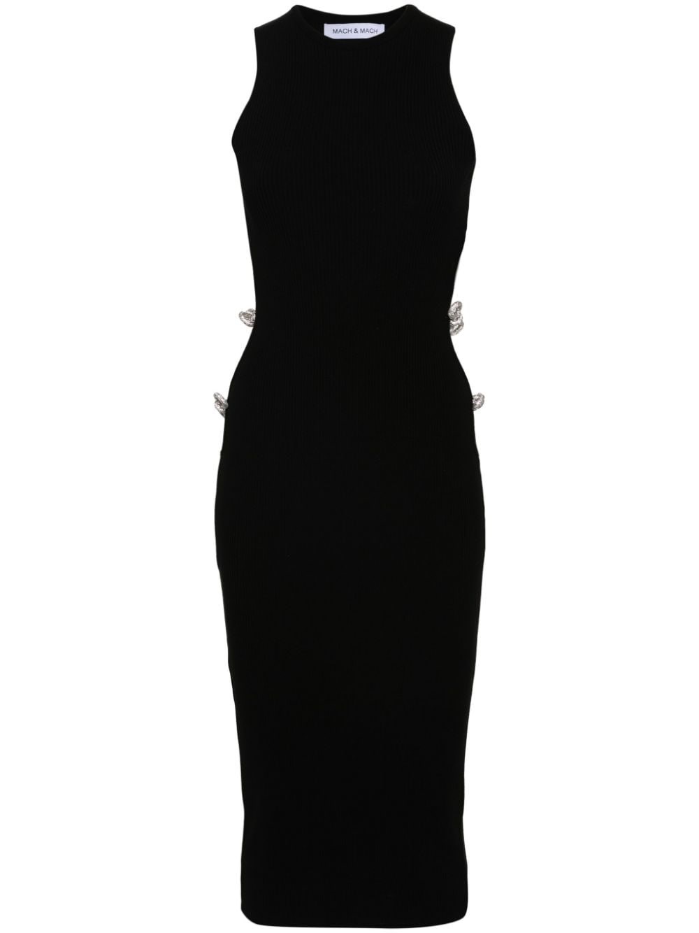 Shop Mach & Mach Abito Midi Con Cut-out In Nero