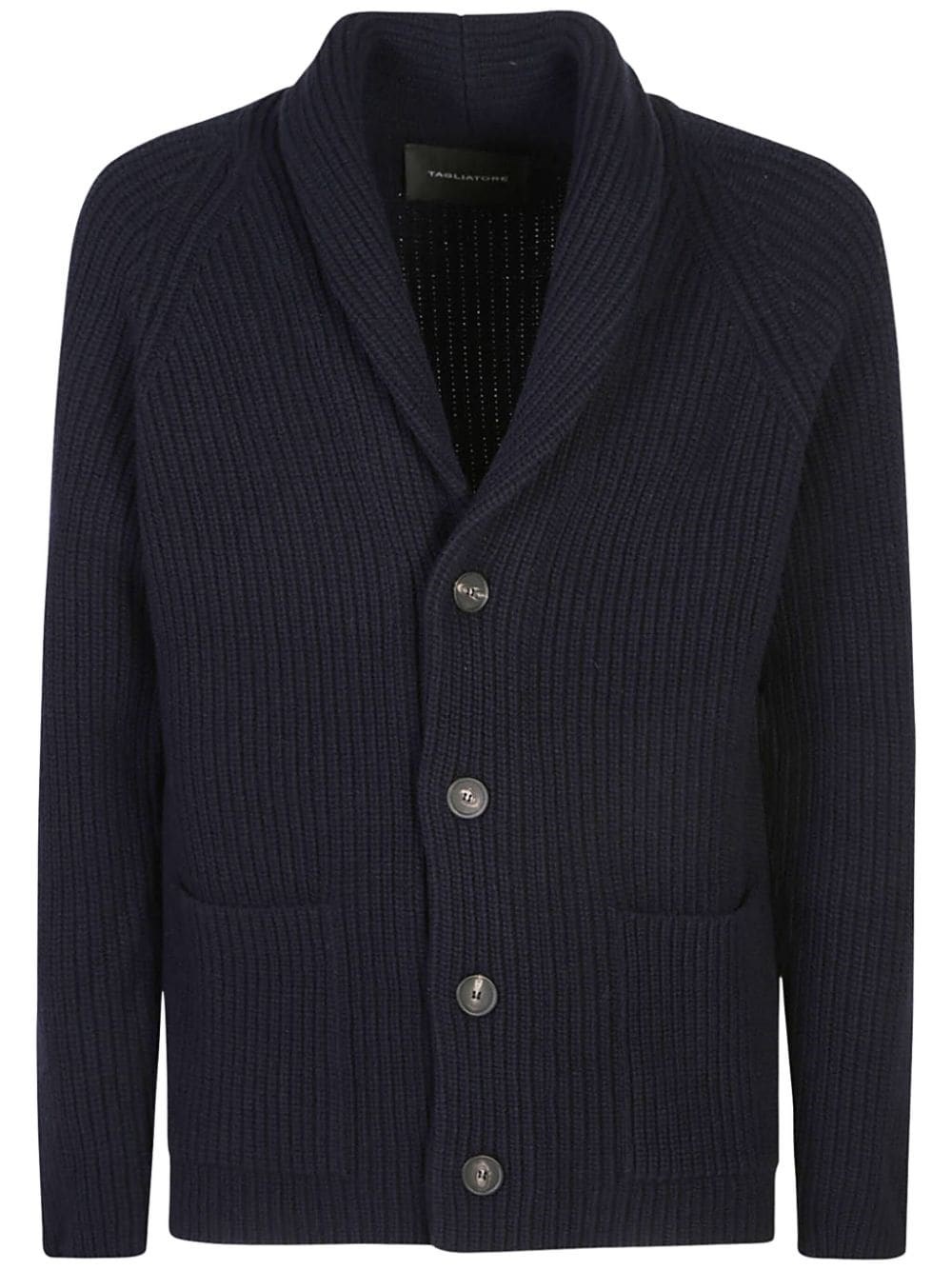 Shop Tagliatore Cardigan A Coste In Blu