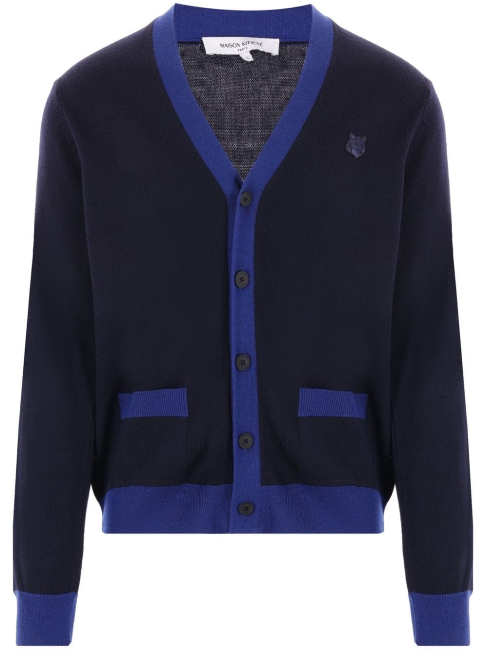 Shop Maison Kitsuné Cardigan Bold Fox Head In Blu