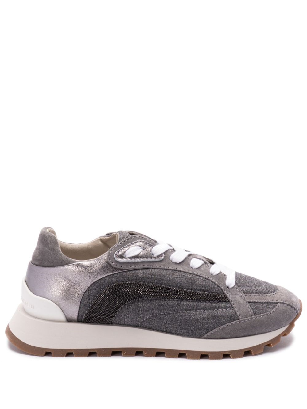 Shop Brunello Cucinelli Sneakers Con Decorazione Monili In Grigio