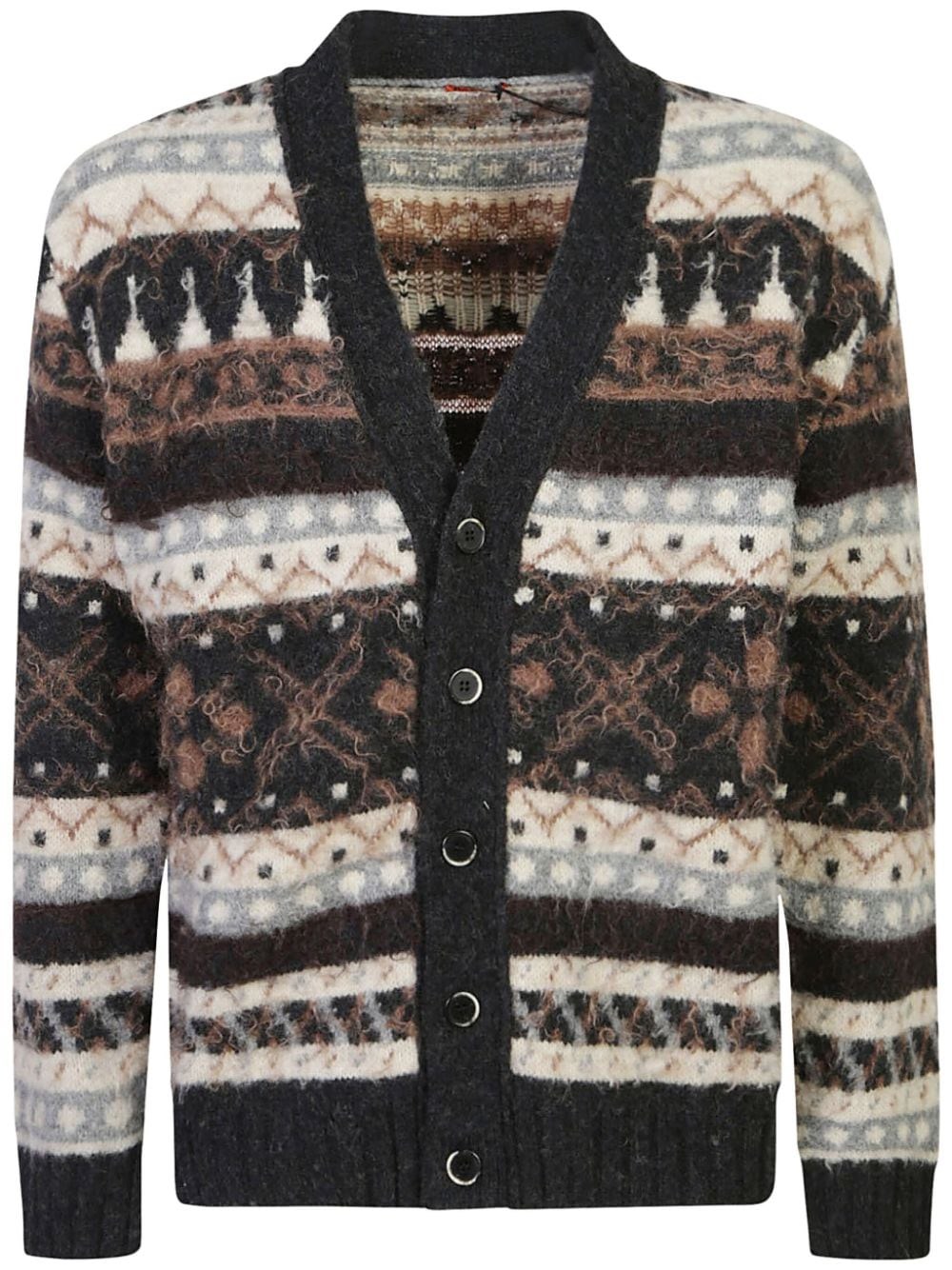 Shop Barena Venezia Barena Cardigan Fair Isle In Nero