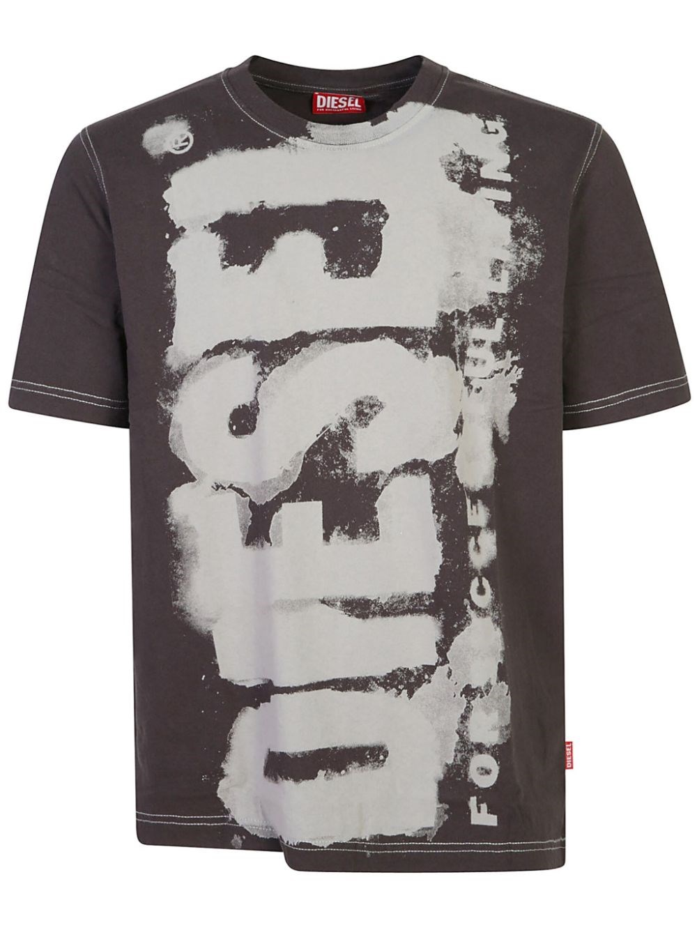 Diesel T-shirt With Splotched Logo In Gray