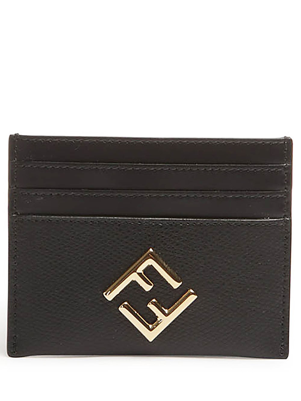 Shop Fendi Card Case Ff Diamonds Porta Carte Piatto In Pelle Nera In Nero