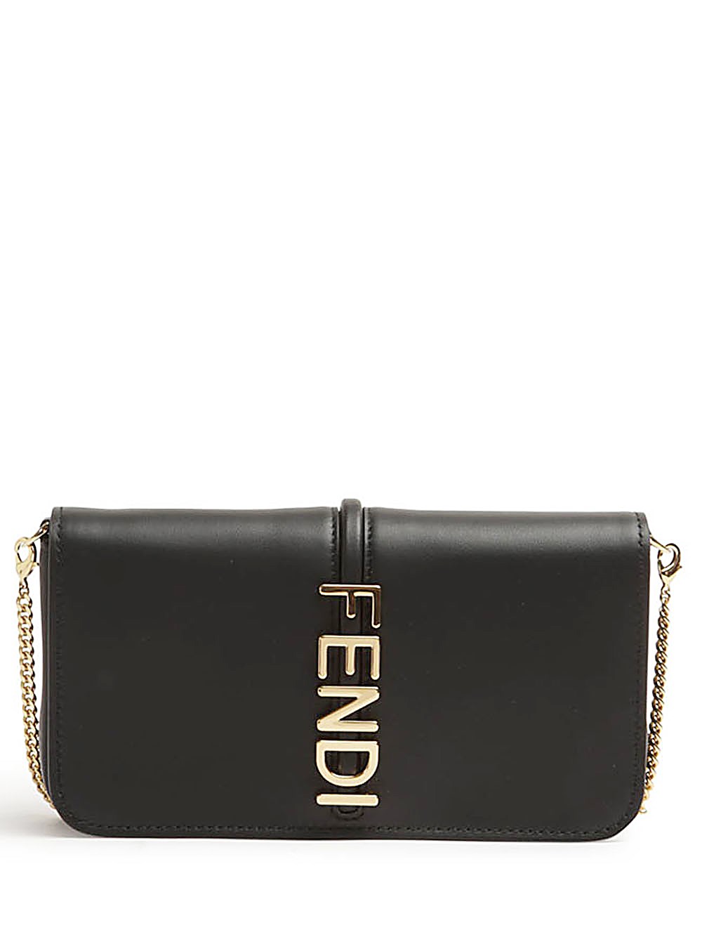 Shop Fendi Wallet On Chain Graphy Portafoglio In Pelle Nera In Nero