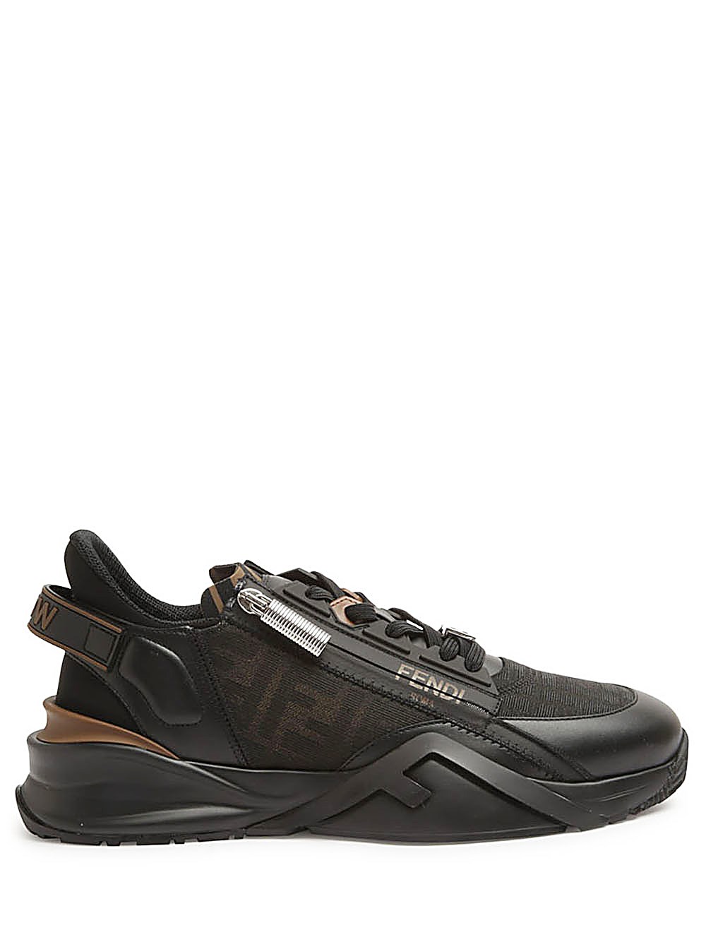 Shop Fendi Sneaker  Flow Low Top In Pelle Nera In Nero