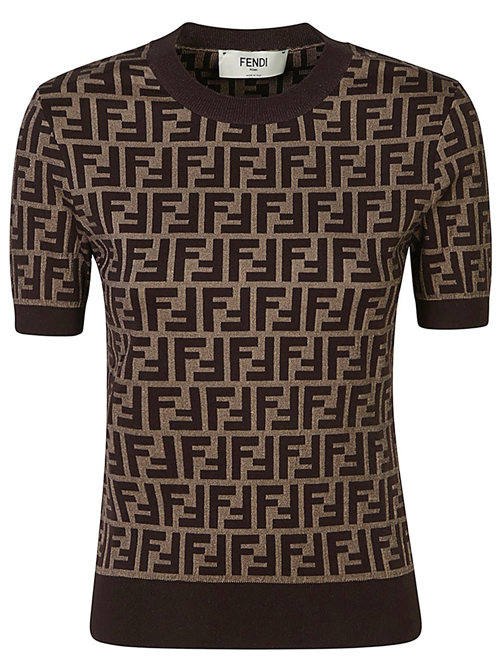 Shop Fendi Maglia Maglia In Cotone Ff Marrone