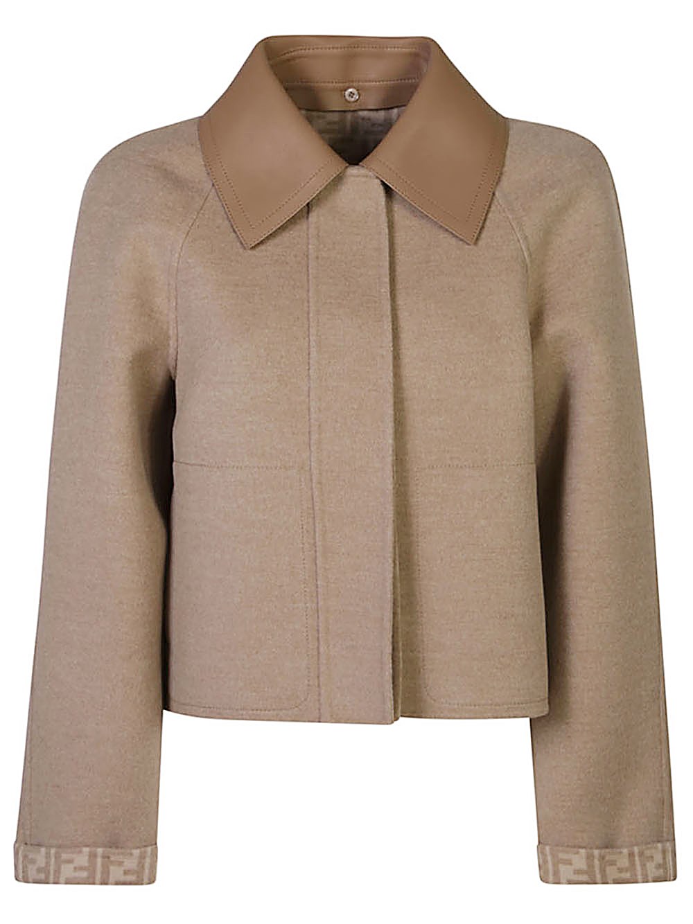 Shop Fendi Blouson Giacca In Lana Beige In Bianco