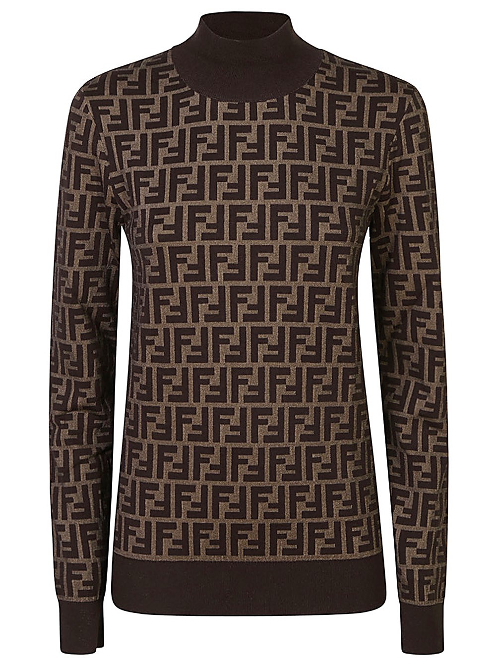 Shop Fendi Maglia Maglia In Cotone Ff Marrone