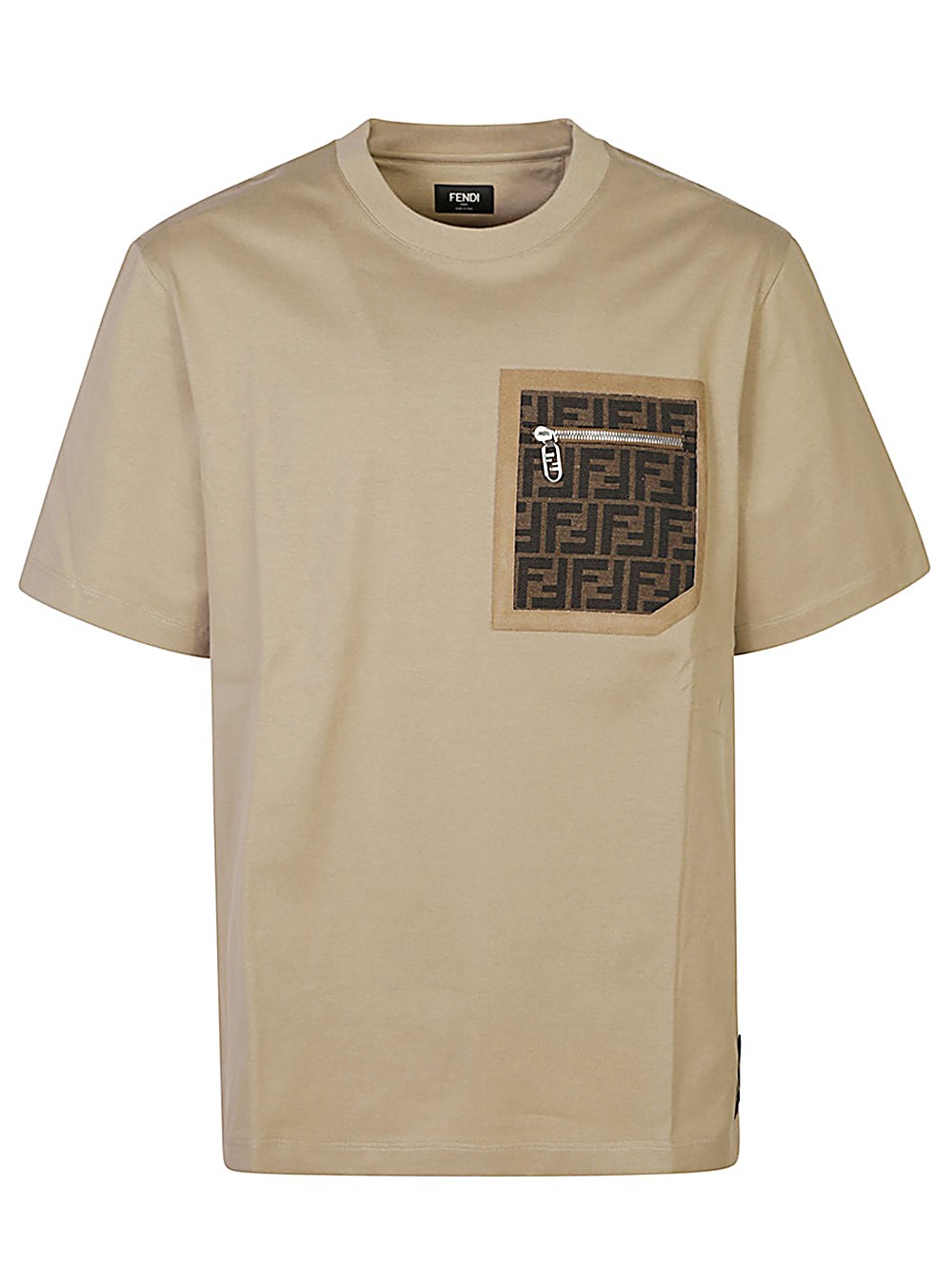 Shop Fendi T-shirt T-shirt In Jersey Beige In Bianco