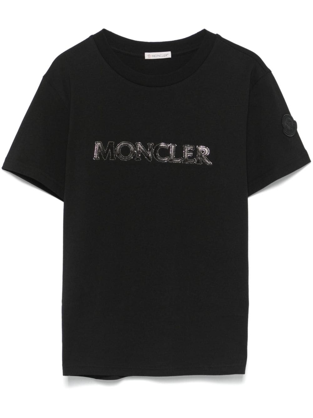 Shop Moncler T-shirt Con Decorazione Di Cristalli In Nero