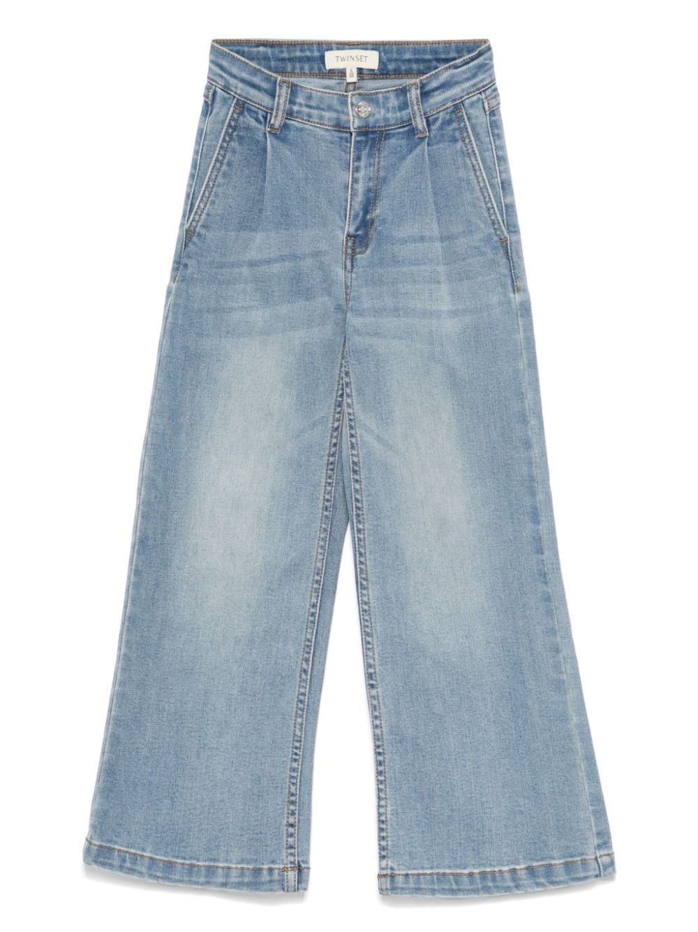 Shop Twinset Kids Jeans A Gamba Ampia In Blu