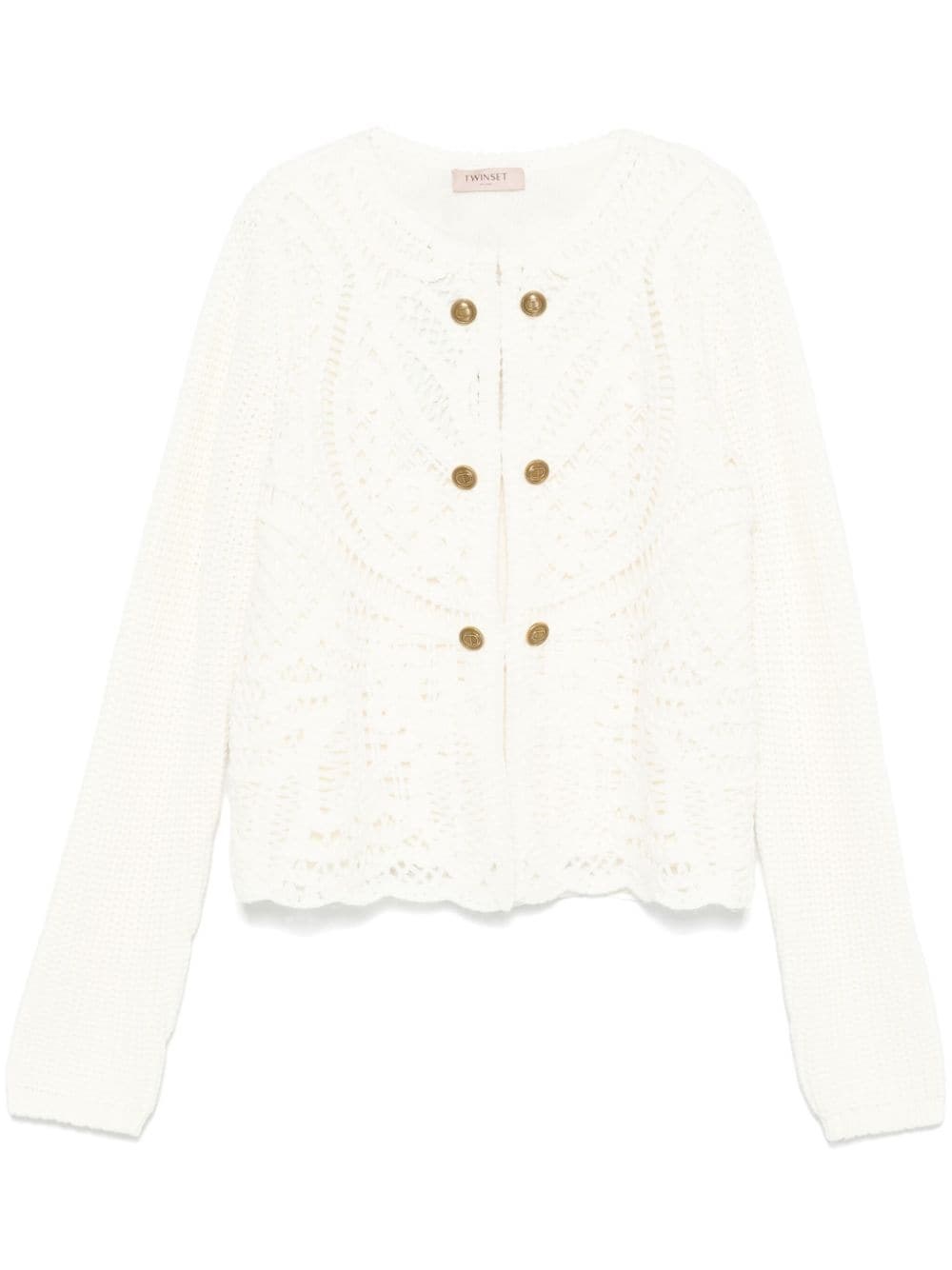 Shop Twinset Cardigan Traforato In Bianco