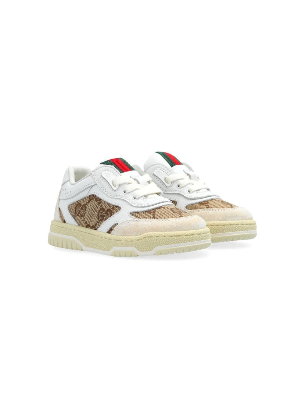 Shop Gucci Kids Sneakers Re-web In Bianco