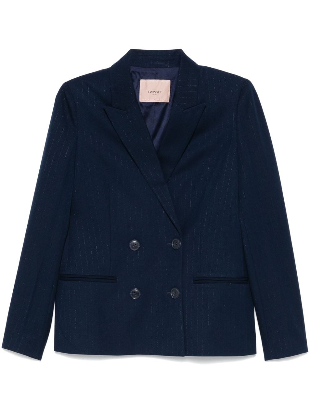 Shop Twinset Blazer Gessato In Blu