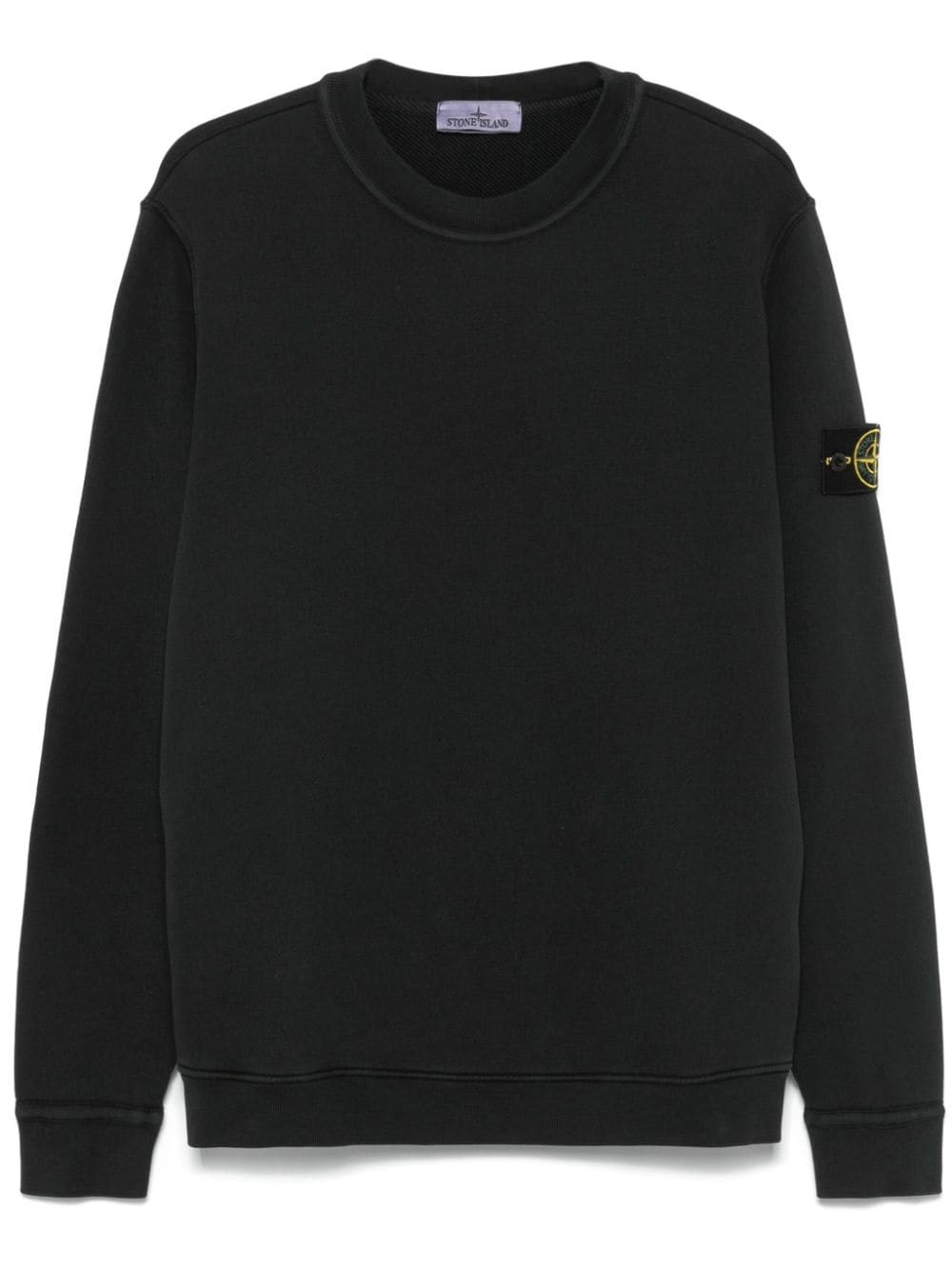 Shop Stone Island Felpa Con Applicazione Compass In Nero