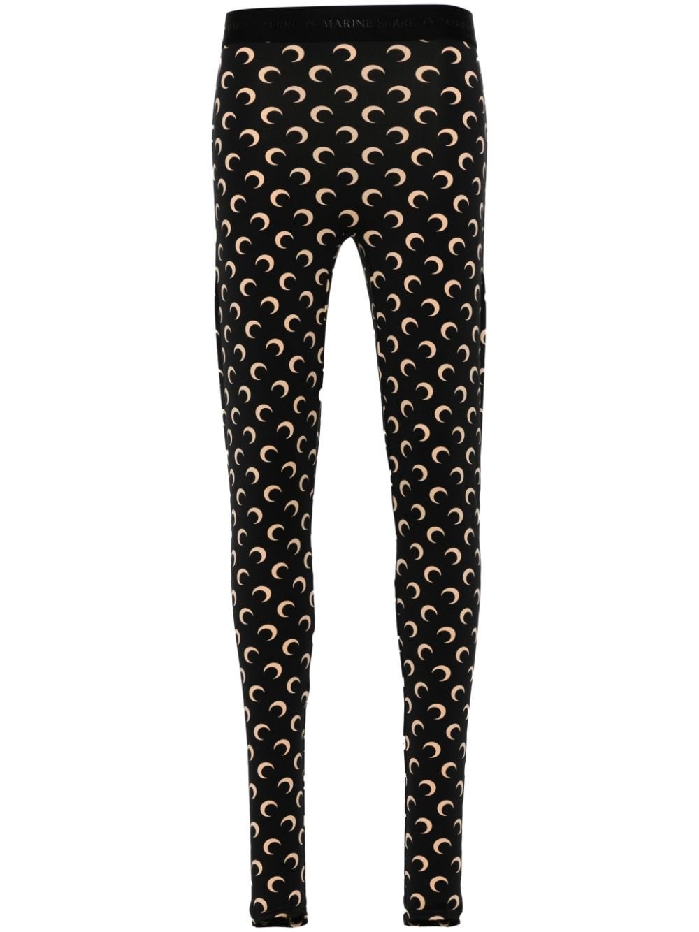 Shop Marine Serre Leggings Con Stampa Moon In Nero