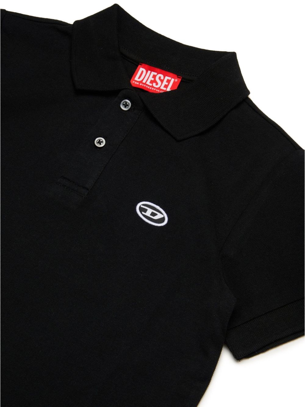 Shop Diesel Kids Polo Con Ricamo In Nero