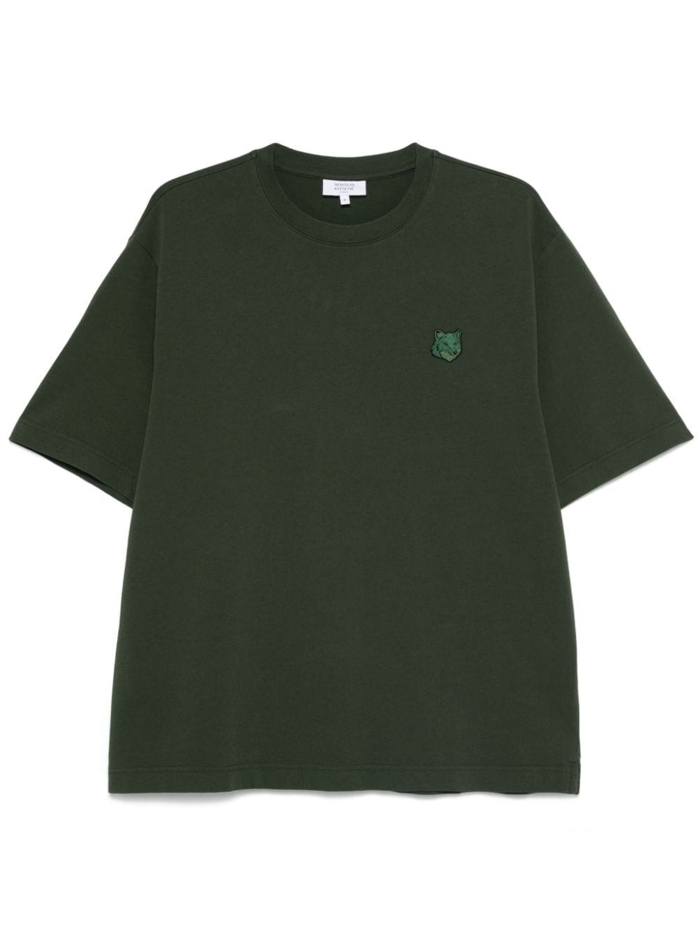 Shop Maison Kitsuné T-shirt Con Applicazione Bold Fox Head In Verde