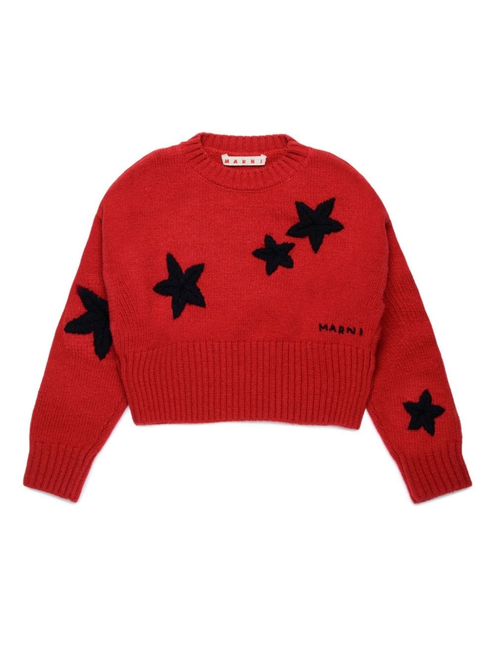 Shop Marni Kids Maglione Con Intarsi In Rosso