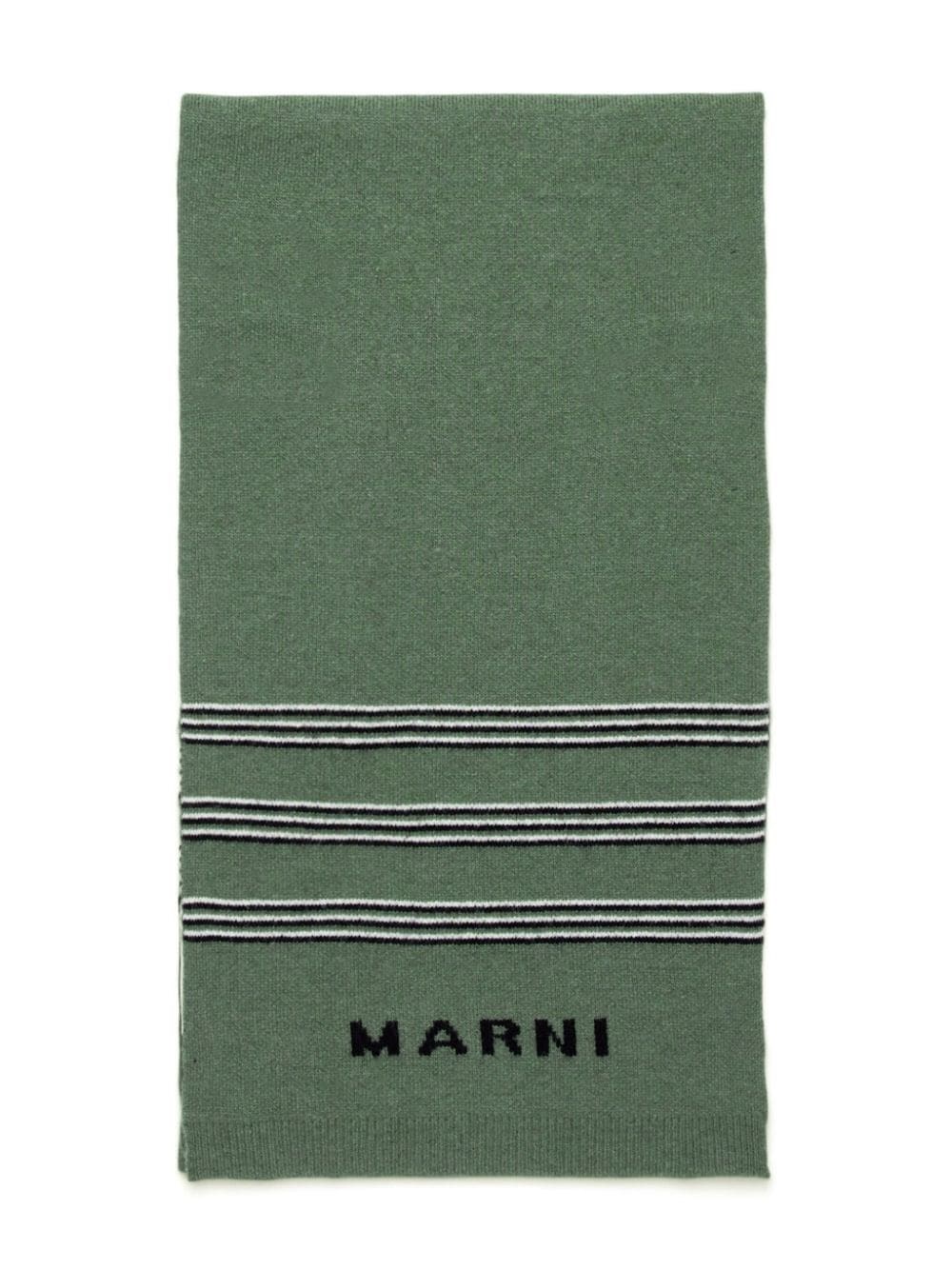 Shop Marni Kids Sciarpa Con Dettaglio A Righe In Verde