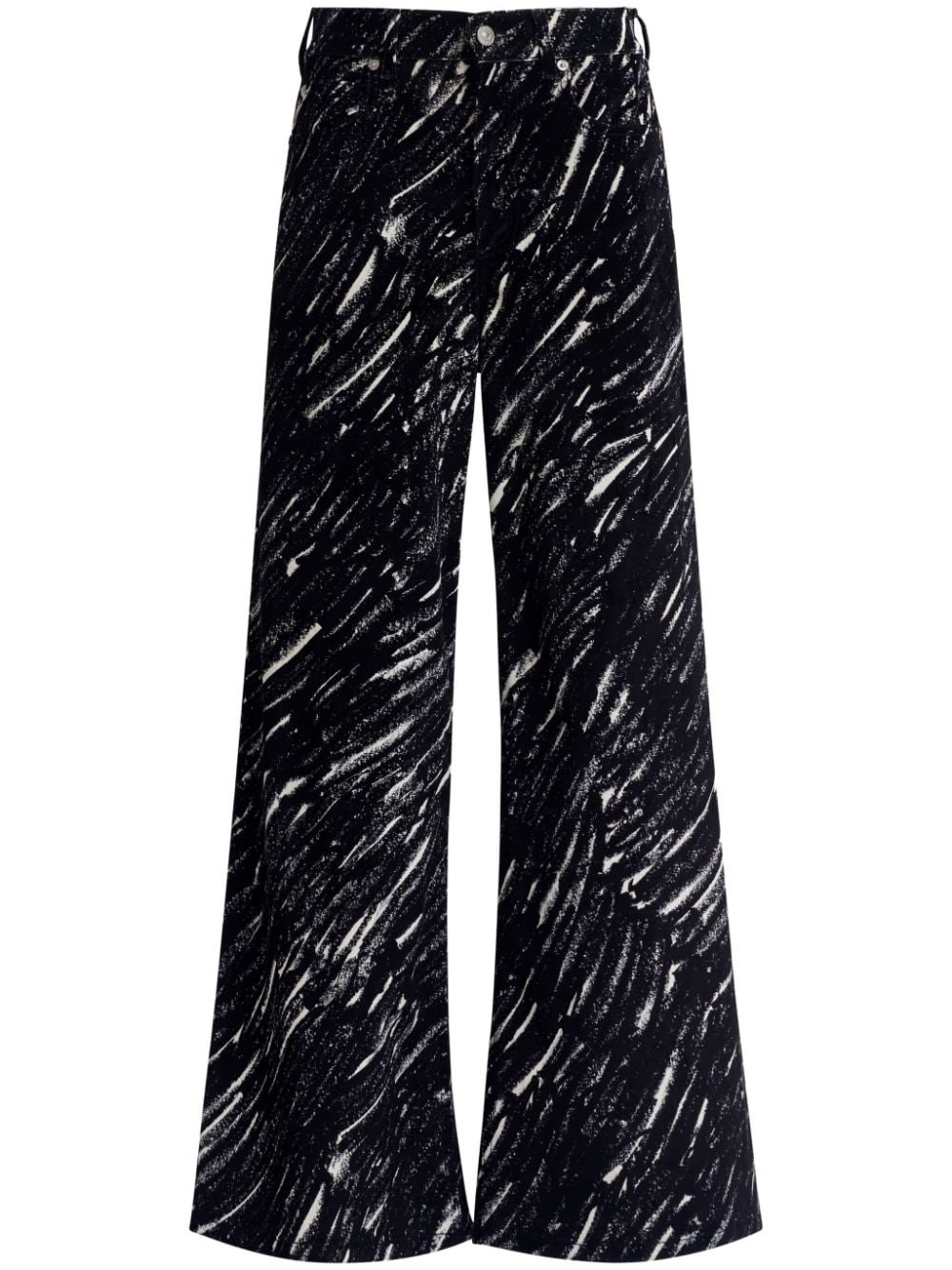 Shop Marni Pantaloni A Gamba Ampia Con Stampa Grafica In Nero