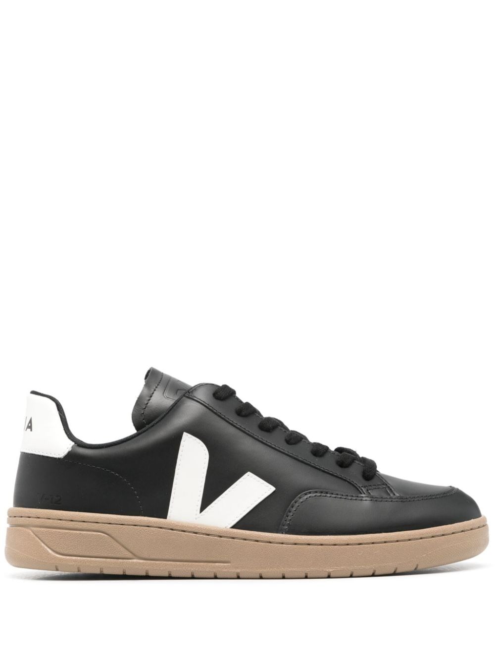 Shop Veja Sneakers V-12 In Pelle In Nero