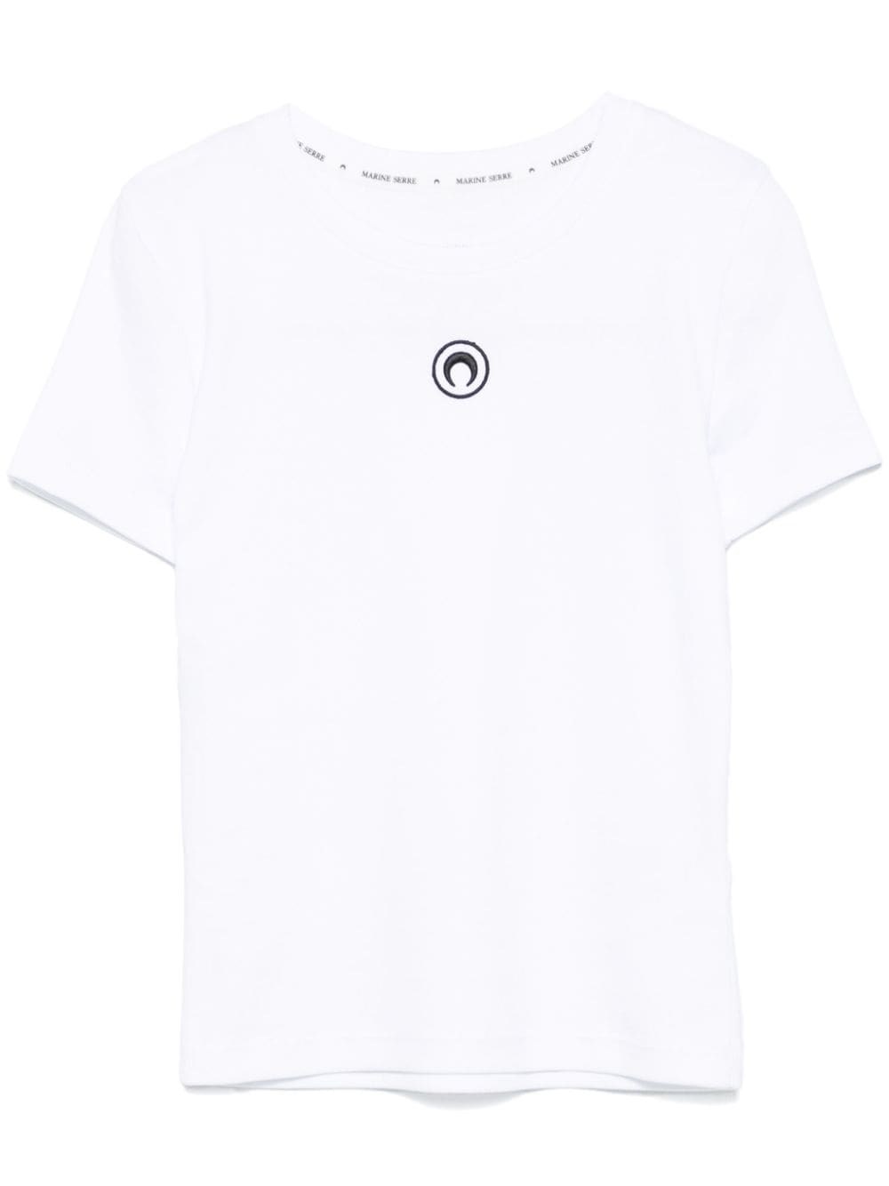 Shop Marine Serre T-shirt Con Logo Luna In Bianco