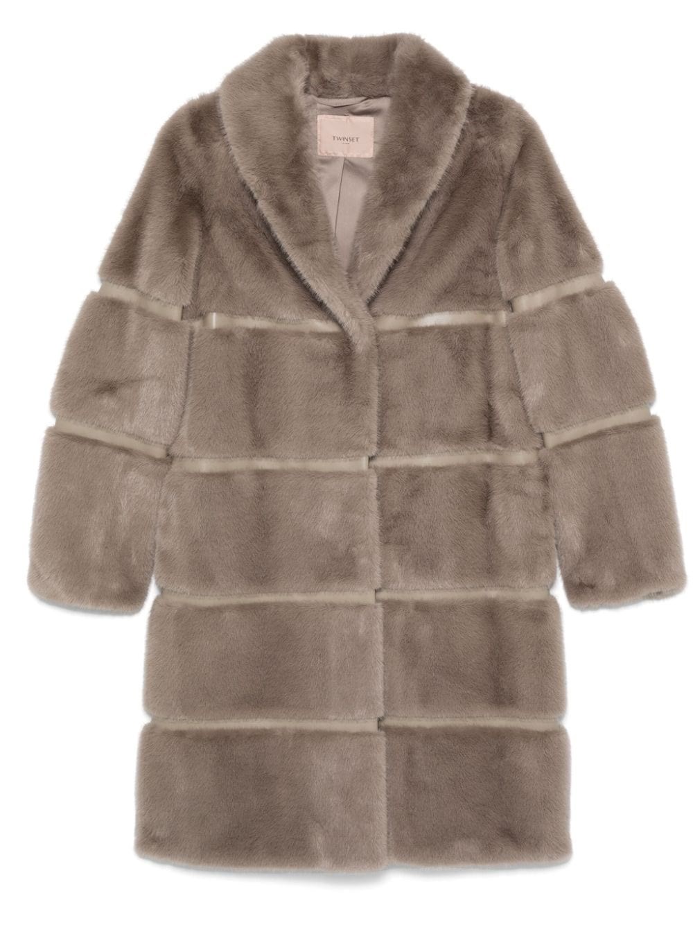 Shop Twinset Cappotto In Finto Shearling In Bianco