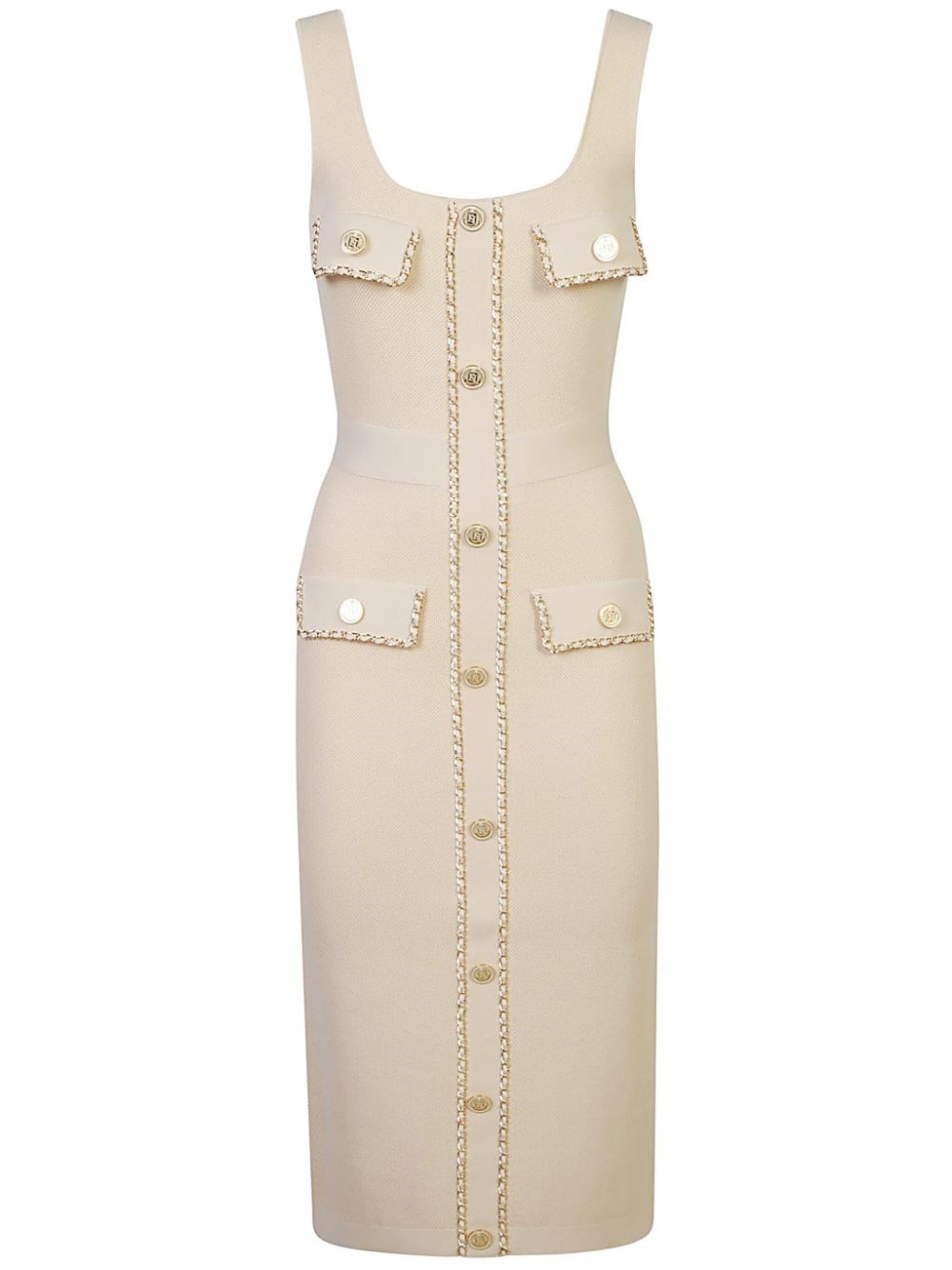 Shop Elisabetta Franchi Abito Midi Con Dettaglio Catena In Bianco