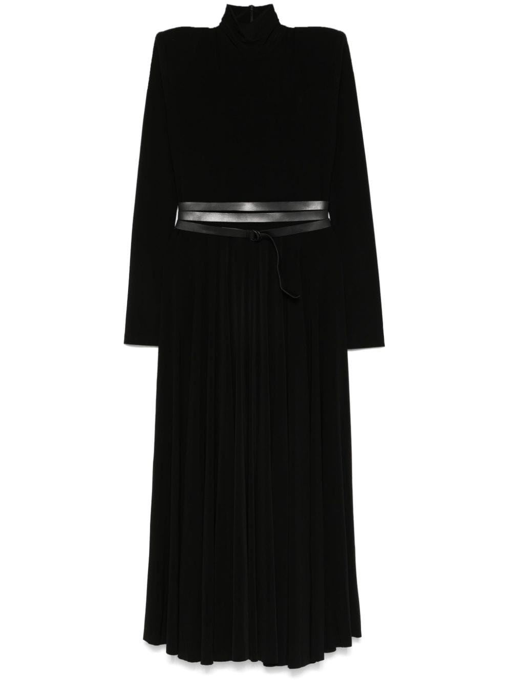 Shop Norma Kamali Abito Midi Ls Con Spalline Imbottite In Nero