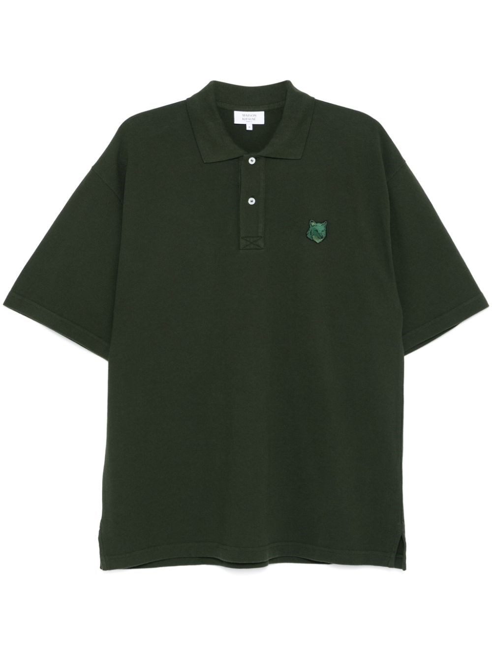 Shop Maison Kitsuné Polo Con Applicazione Bold Fox Head In Verde