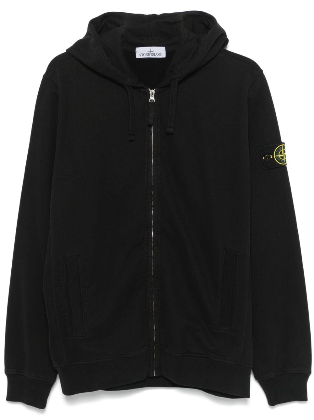 Shop Stone Island Felpa Con Applicazione Compass In Nero