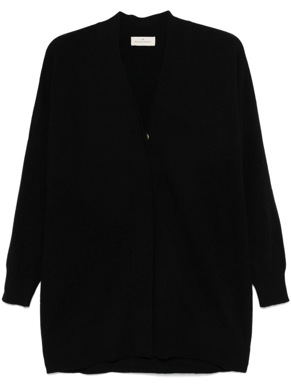 Shop Bruno Manetti Cardigan A Coste In Nero