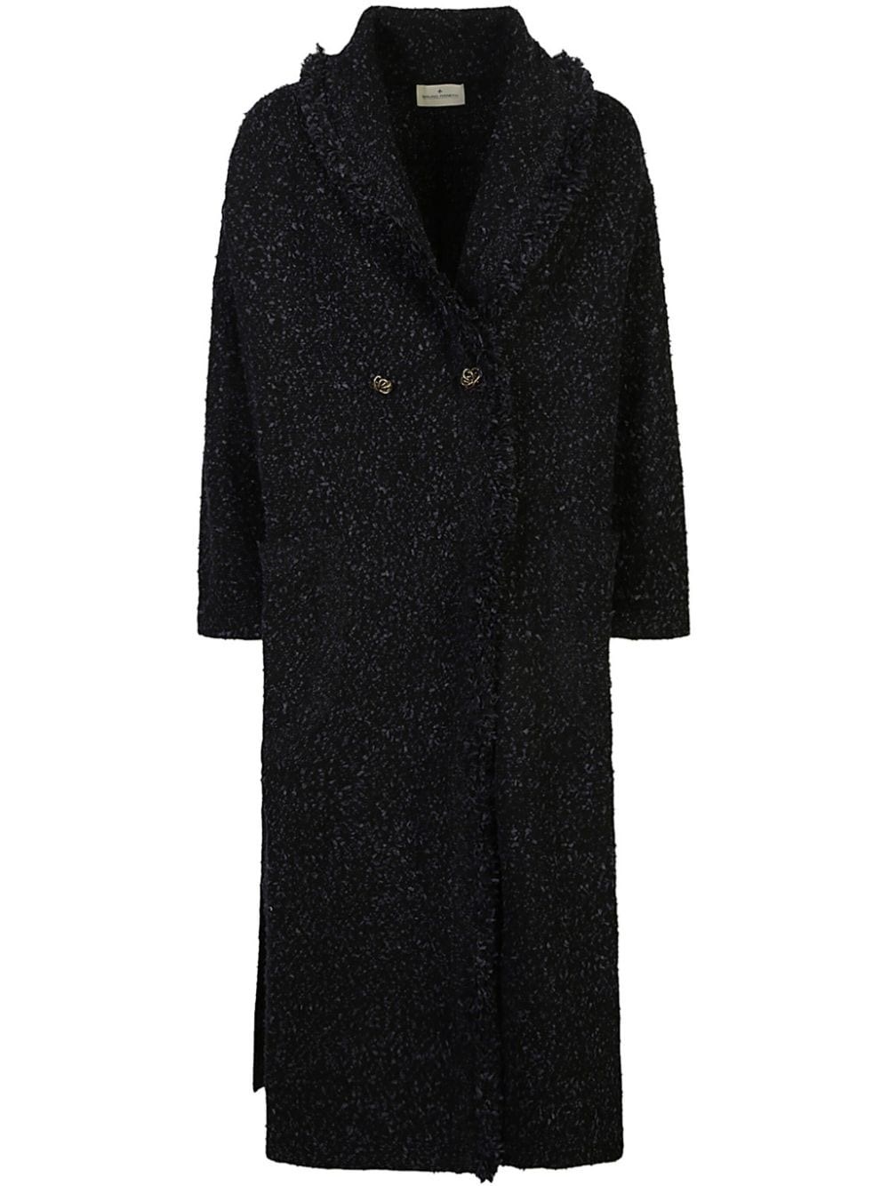 Shop Bruno Manetti Cappotto In Misto Lana Vergine In Nero