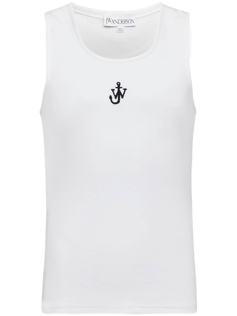 Jw Anderson White Sleeveless Top With Logo Embroidery On The Front