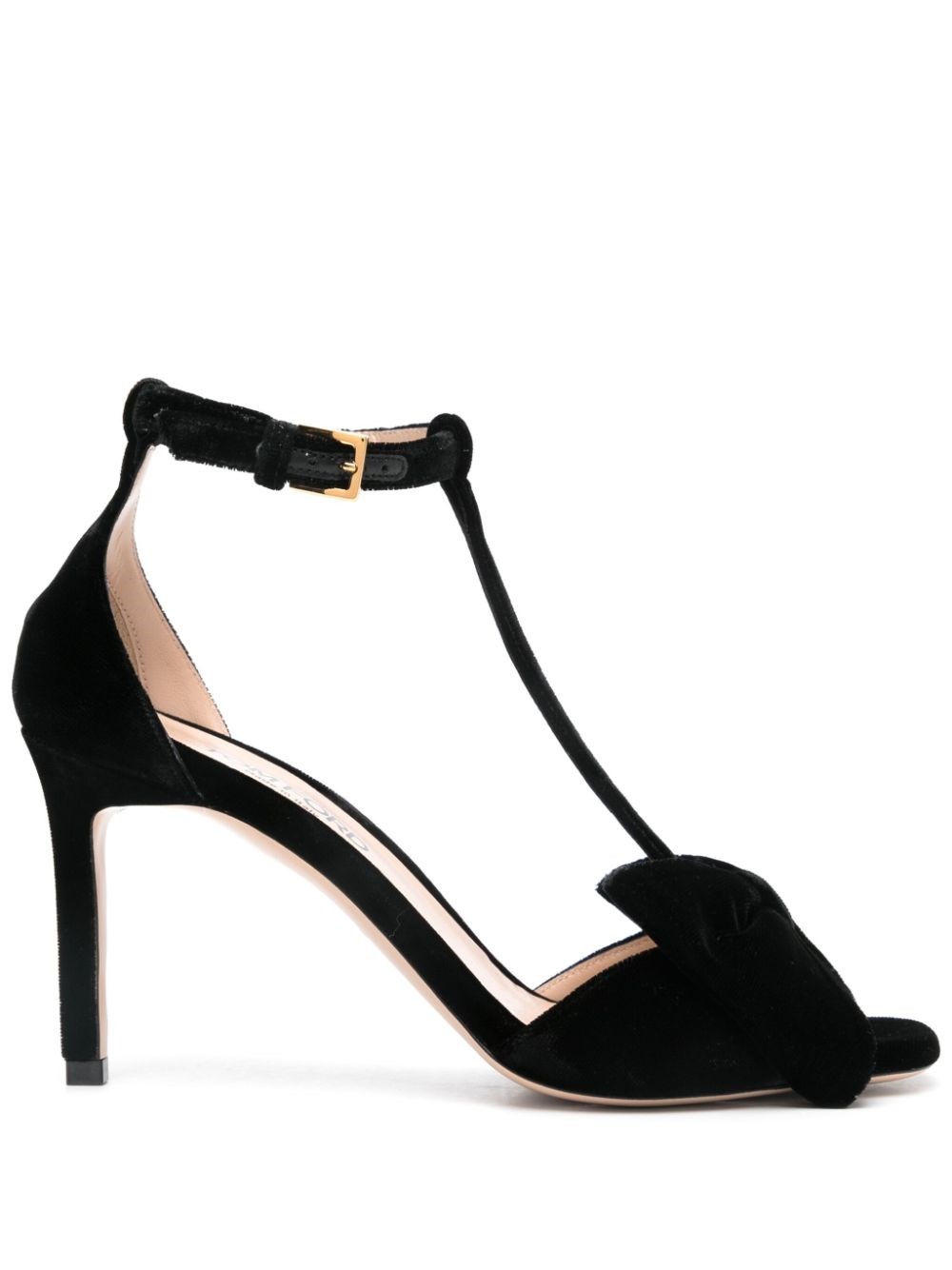 Tom Ford Black Medium Heeled Viscose Sandals With Golden Buckle