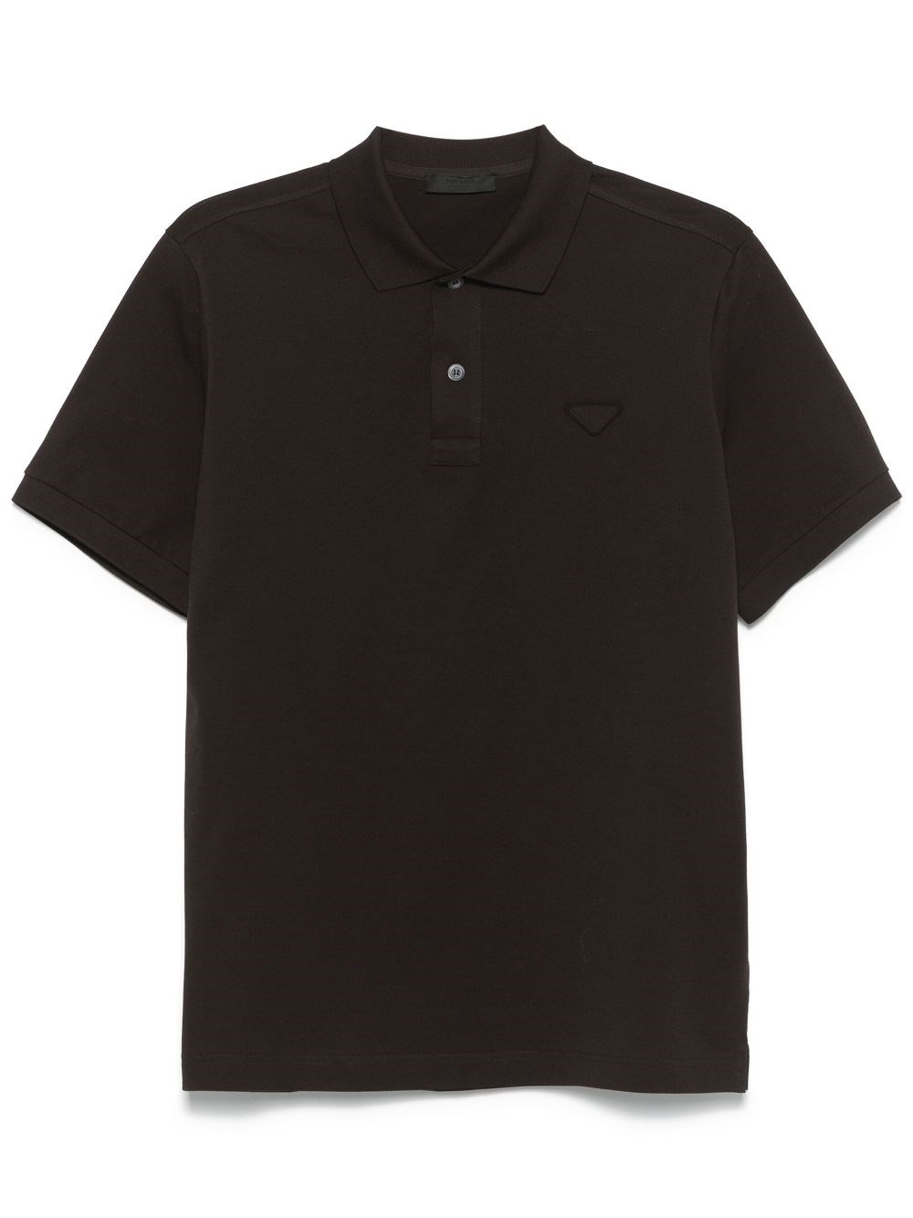 Prada Dark Brown Cotton Piquet Polo Shirt In Brown