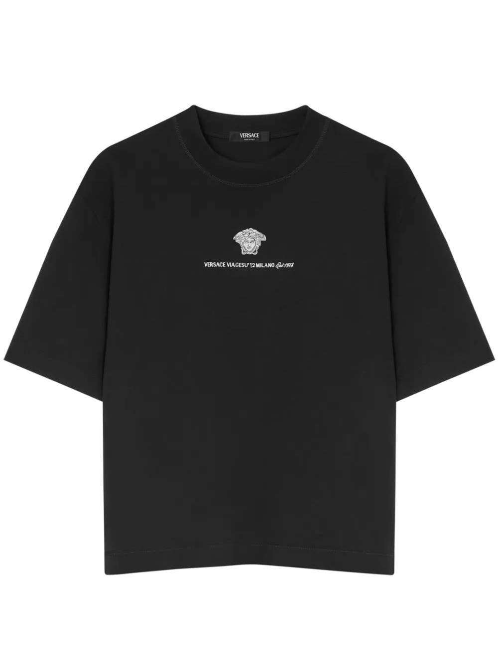 Versace Cotton T-shirt With Medusa Embroidery